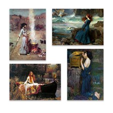 4 x John Waterhouse Shallot Miranda Pandora Art Picture Painting Poster Print