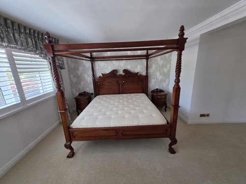 Solid mahogany four poster bed - four,