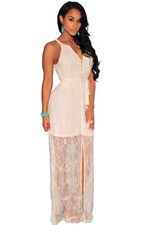 Gorgeous Lace Slit White Maxi