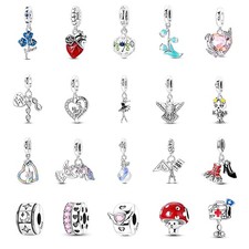 Original 925 Sterling Silver DIY Charm CZ Love Flower Pendant For Women Bracelet