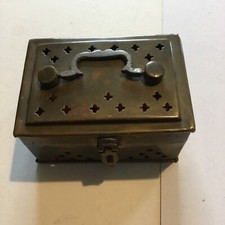 Vintage Brass Pierced Cricket Cage Trinket Potpourri Scent Box .See Photos