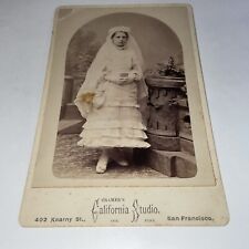 CABINET CARD 1875 CONFIRMATION DRESS VEIL HOLDING PRAYER BOOK,IVORY RAIDED PHOT0