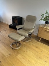 Stressless Signature Consul Cream Leather Chair & Footstool Medium 95% new