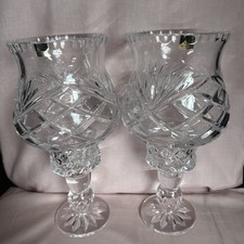 Bohemian Crystal Cut Glass Hurricane Lamp Tea Light Set