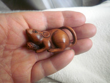 Hand Carved wood netsuke mouse