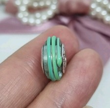 Genuine Pandora Green Ribbon Murano Glass Charm ? S925 ALE  R15c