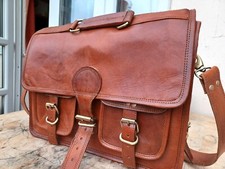Vintage Leather Bag Office Laptop Messenger Briefcase