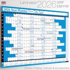 Year Planner 2026 ✔LAMINATED Calendar Wipe Clean Wall Chart Annual✔Stickers✔Pen