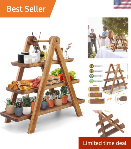 Wooden tier serving tray - wooden,