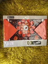 Vintage Old Bleach Irish Linen Orange Brown 2 x Placemats Napkins Setting