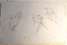 André-Albert TONDU (Jura 1903-1980) BEAU DESSIN ETUDES MAINS ACADEMISME 1930