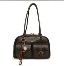 Vintage Look y2k style faux Leather Shoulder  Women Handbag with Charms Handmade