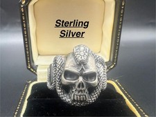 Sterling silver snake skull