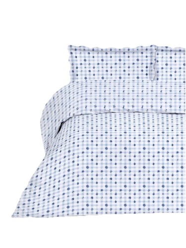 Blue floral gingham reversible - blue,