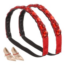 2 Pcs Rhinestone Elastic Shoe
