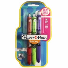 PaperMate InkJoy Gel Roller Pens - Assorted (Red/Lime Green/Purple) - 3 pack