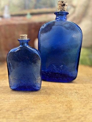 Pair cobalt blue flask - pair,
