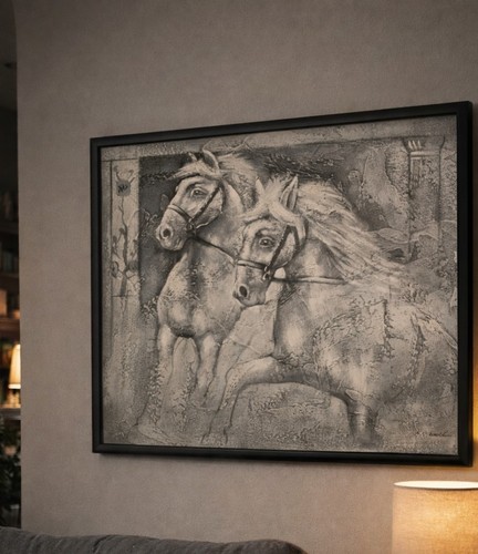 Large textured horse painting - horse,