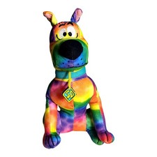 Toy Factory 9" Stand Alone Scooby Doo Plush Rainbow Tie-Dye Stuffed Animal Toy