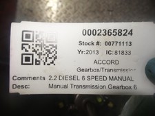 HONDA ACCORD GEARBOX  2013