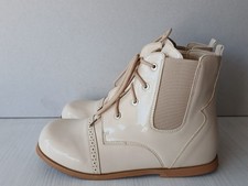 Chockers Ladies Beige Patent Lace & Side Elastic Boots Shoes. UK(2)EUR(34) -A150