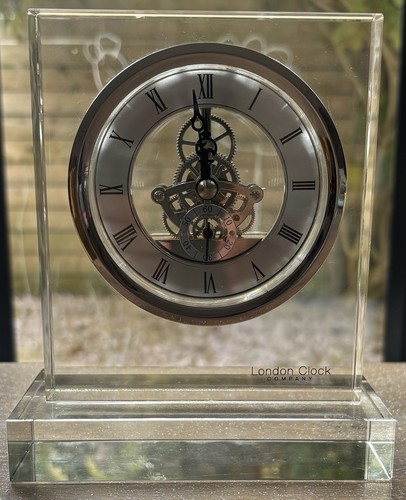 Glass skeleton mantel clock - mantel,