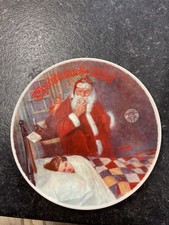 Christmas 1986 Norman Rockwell Deer Santy Claus Knowles Collector Plate 8”