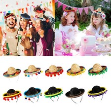 Sombrero Straw Mini Hat on Headband Mexican Spanish Ladies Fancy Dress Accessory