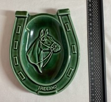 Vintage Green Sylvac Ireland Lucky Horseshoe Horse Dish (Model 4316)