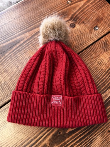 Joules red bobble beanie - red,