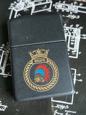 HMS Brave Zippo Lighter Black Powder Coat 1995 (JC)