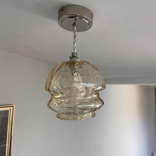 Amber glass lamp shade with - glass,