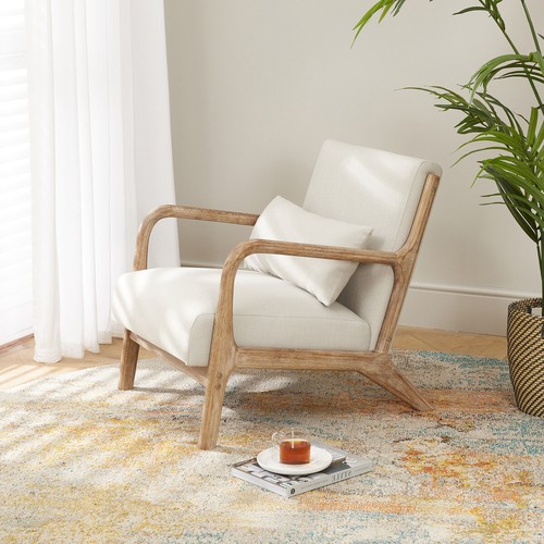 Armchair boho whitewash - whitewash, oak