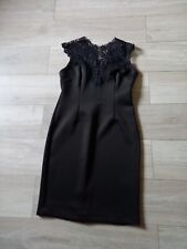 Amaranto Black Stretch & Lace Pencil Dress Bodycon Party Evening Wiggle UK14