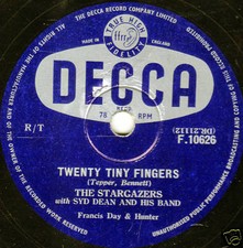 THE STARGAZERS 78  TWENTY TINY FINGERS / AN OLD BEER BOTTLE 1955 UK #4  F10626 E