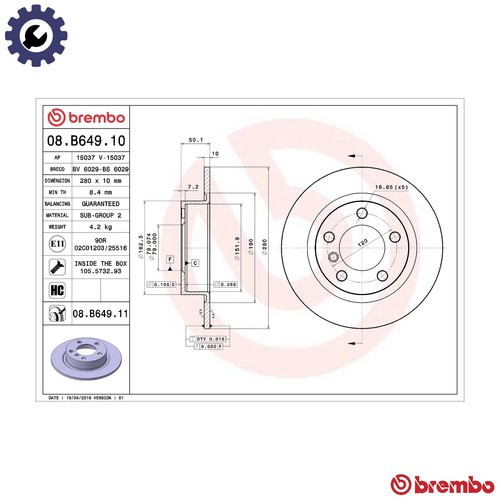 Brake disc b649 11 - 2x,