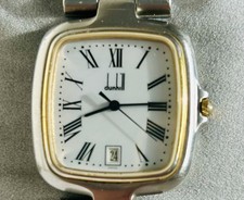 Vintage Alfred Dunhill Swiss Quartz Watch White Dial Roman Numerals Boxed