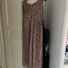 adrianna papell Beaded Cape Gown In Rose Gold Size Uk 12 Brand New With Tags