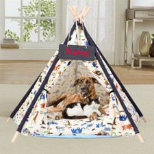 XL Pet Teepee Bed Dogs Tent Cat Play House Breathable Cage W/Cushion Blackboard