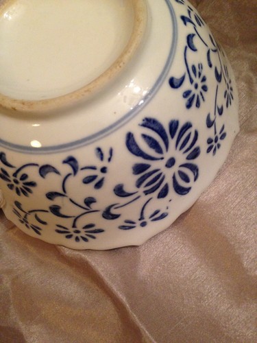 Antique spongeware bowl blue - spongeware,