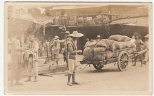 China; Market Scene, Rice Sacks On Cart RP, C 1910's, Sent By Ethel Collins