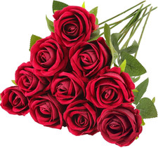 10Pcs Artificial Roses Silk