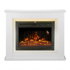 Electric Fireplace Remote Control LED Log Fire Complete Modern Mantle