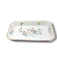 Royal Worcester Strawberry Fair Gold Trim Rectangular Baker 11" Shape 38 Size 4