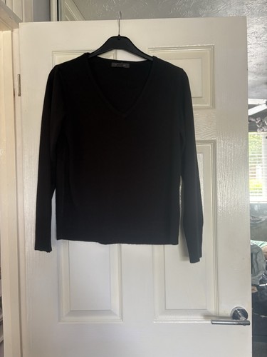 Ladies black neck jumper - black, v-neck