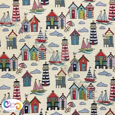 Tapestry Fabric Beach Huts