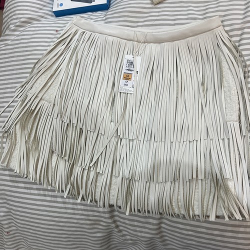 Cream faux leather - leather, fringe