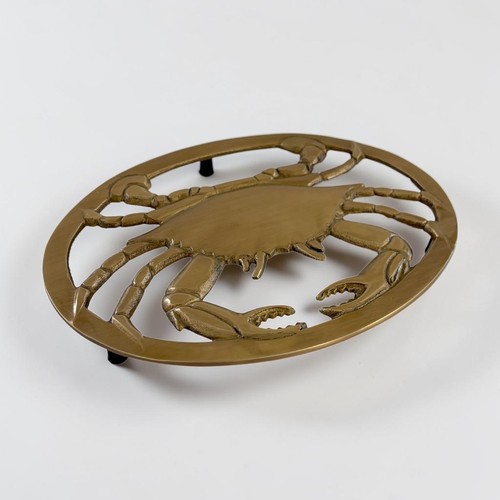 Antiqued brass crab trivet - brass,
