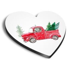 1x Heart Fridge MDF Magnet Red