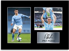 Phil Foden Man City Player A4 Signed Photo Display Mount Gift Autograph Poster